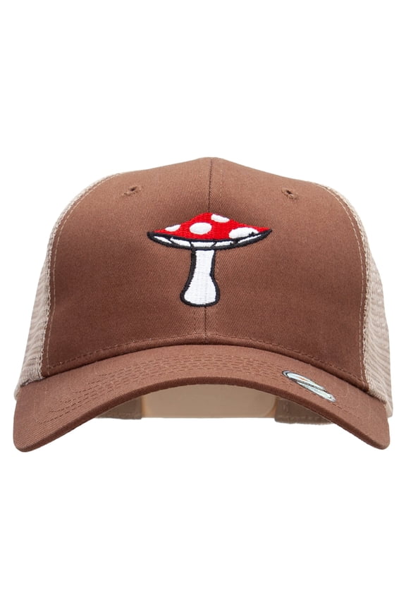 Toadstool Embroidered High Profile Mesh Cap - Brown Khaki OSFM