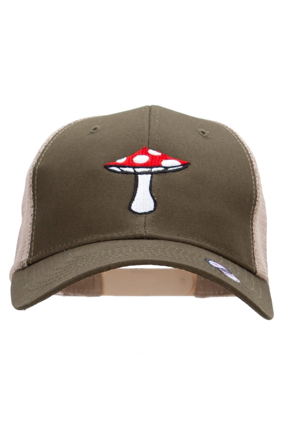 Toadstool Embroidered High Profile Mesh Cap - Olive Khaki OSFM