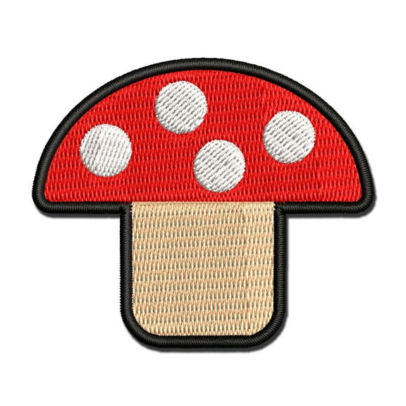 Toadstool Mushroom Applique Multi-Color Embroidered Iron-On Patch - 3 Inch Medium