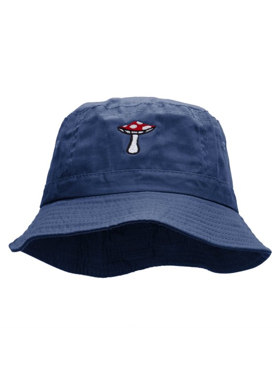 Toadstool Mushroom Embroidered Bucket Hat - Periwinkle OSFM
