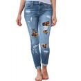 thumbnail image 1 of Toamir Leopard Patch Women's High Waist Jeans Distressed Ripped Skinny Jeans Trousers Light Blue 3XL, 1 of 4