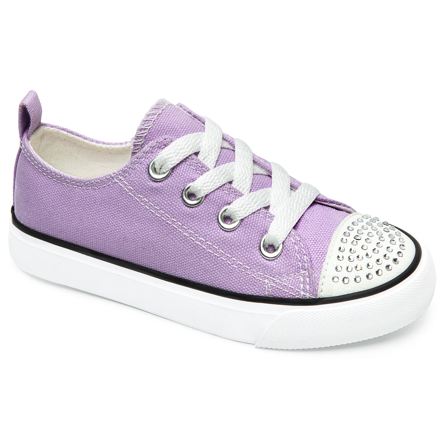 Toddler Kids Sneakers Girls Walking Shoes Lace Up Low Top Glimmer Sparkle diamond rivet Lightweight Non-Slip Outdoor solid purple size 10