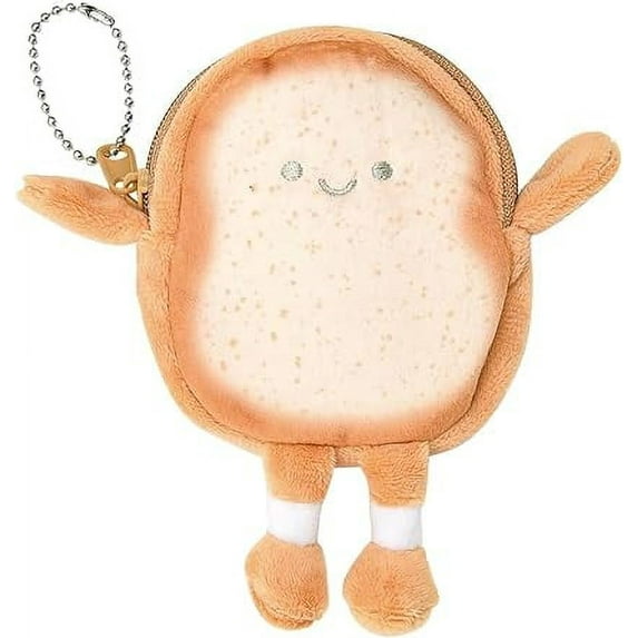 Toast Bread Coin Purse Pouch Cute Wallet Keychain Accessories for Women Girls Small Coin Money Bag Pendant Cartoon Coin Holder Wallet Handbag Backpack Decorations Key Pouch Key Decor for Keychains