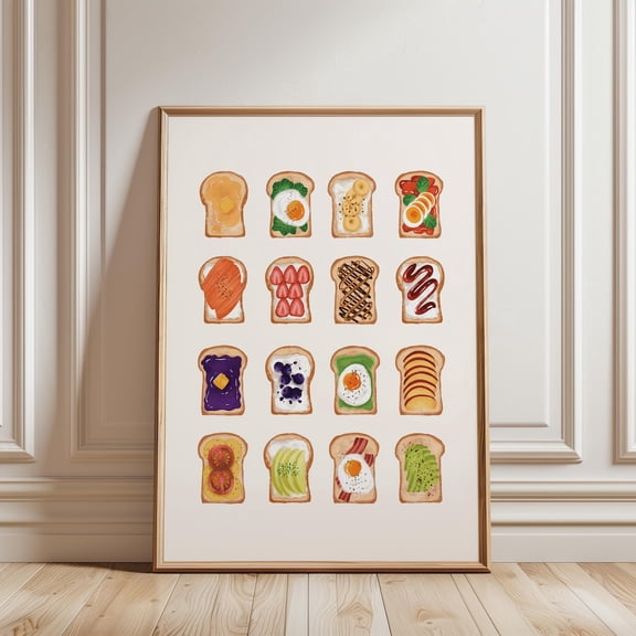 Toast Breakfast Poster, Avocado Toast Decor, Trendy Kitchen Wall Art, Kitchen Decor, Minimalist Food Ingredient Poster Poster Decor, Unframed Poster Size 8x12 F03.1.14l1655