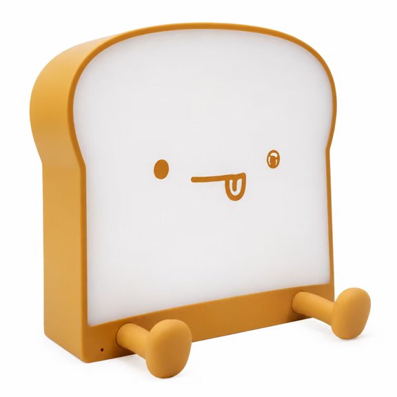 Toast Night Light with Phone Stand, 3W USB Warm Light Silicone Bedside Lamp, Cute Cartoon Decorative Desk Light with Timer Off for Bedroom, Nightstand, Dorm, Office and Gift