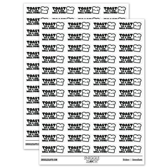 Toast to a Job Well Done Teacher Student School Sticker Set - White - Matte Finish - 1.25" Mini