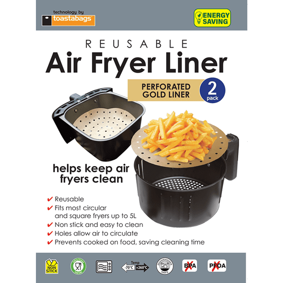 Toastabags Reusable Air Fryer Liner Perforated 2pk
