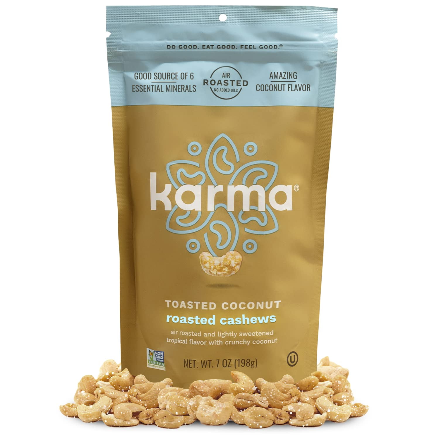 Toasted Coconut Air Roasted MMF7 Whole Cashews by Karma Nuts, Lightly