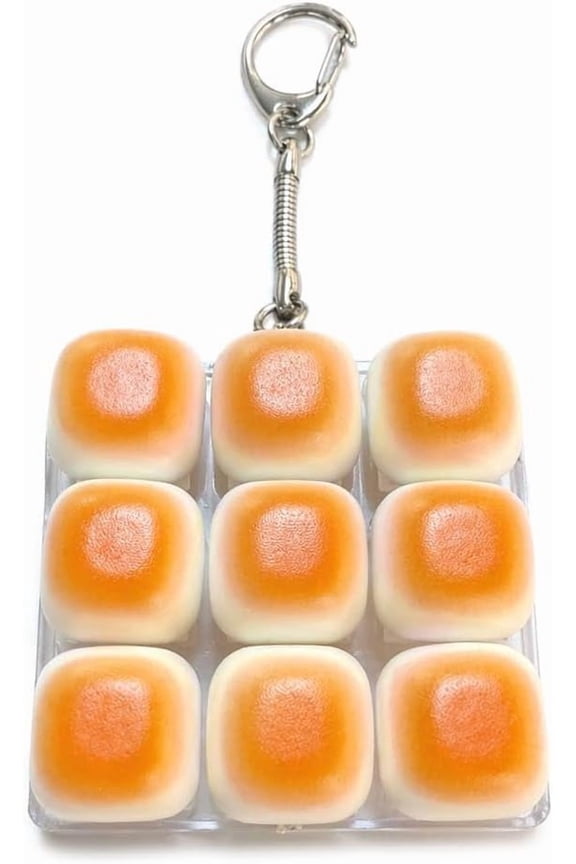 Toasted Marshmallow 9-Key Fidget Keychain Cute Keycap Keyboard Charm with Protective Case, Satisfying Click, Stress Relief Toy for Bag, Keys & AirPods