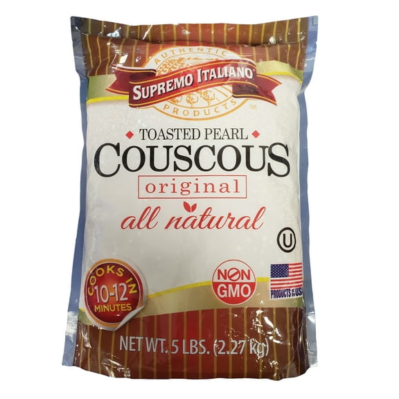 Supremo Italiano Toasted Pearl Couscous | Original All Natural | Non GMO | Kosher - 5 lbs.