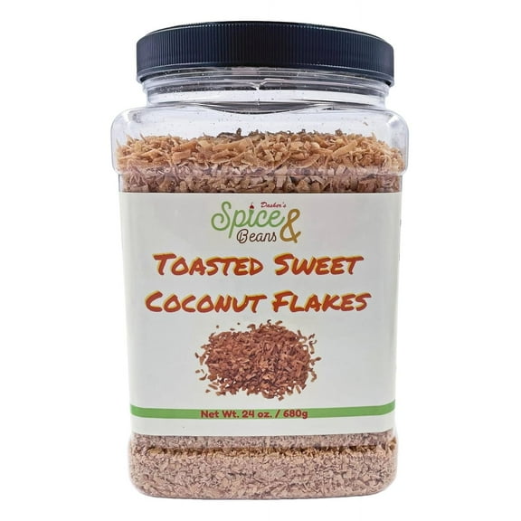 Toasted Sweet Coconut Flakes | 24 oz. Container | by Dasher's Spice & Beans