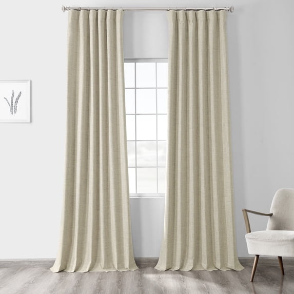 Toasted Tan Vintage Thermal Cross Linen Weave Blackout Curtain (1 Panel), Toasted Tan, 50W X 96L