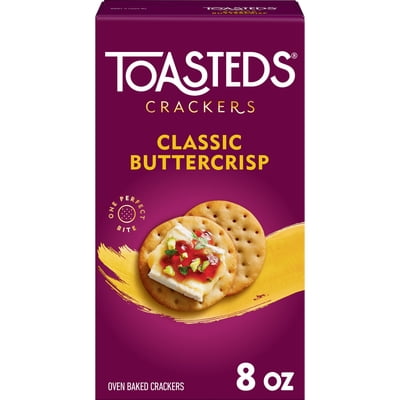 Toasteds Classic Buttercrisp Crackers, Party Snacks, 8 oz