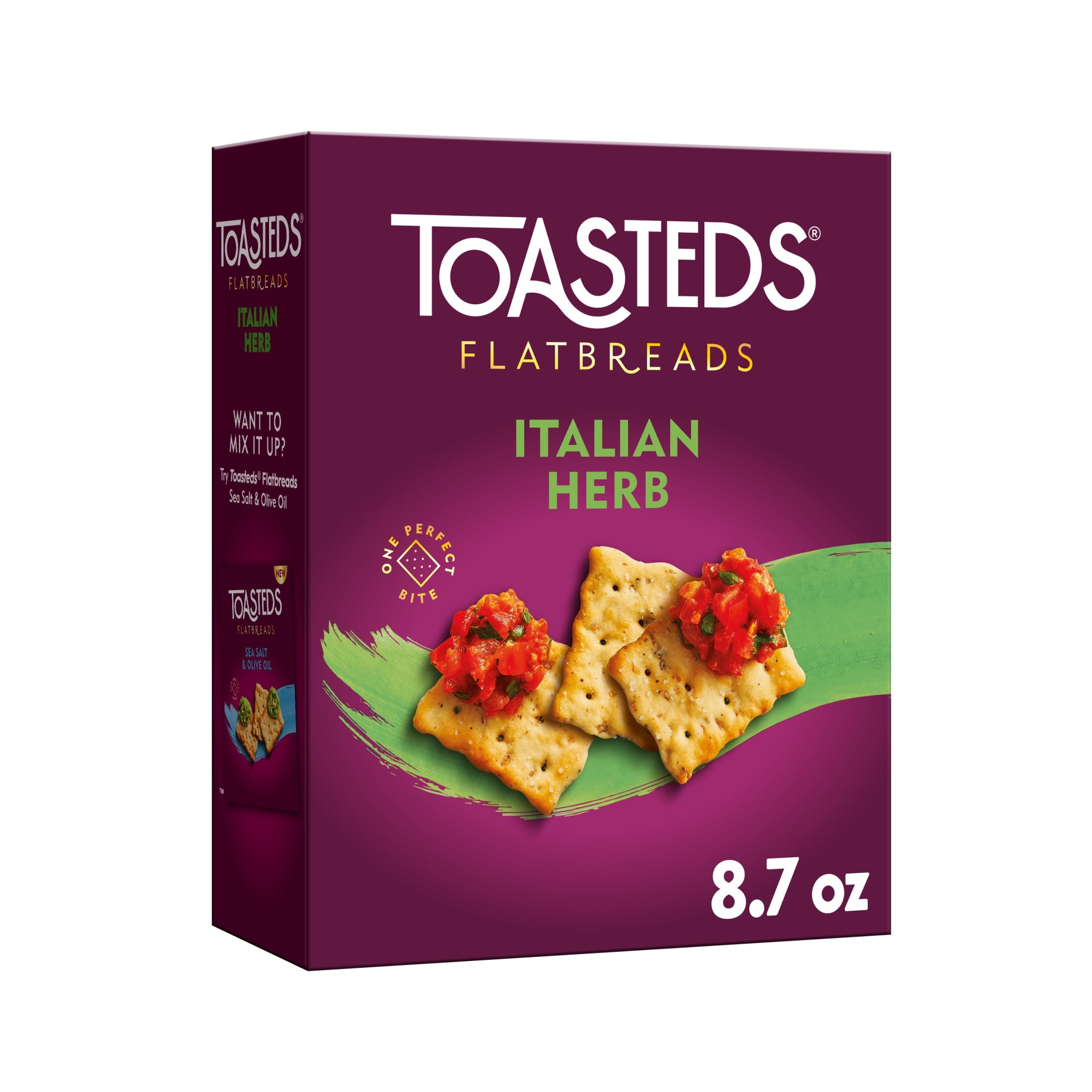 Toasteds Flatbreads Italian Herb Crackers, Party Snacks, 8.7 oz