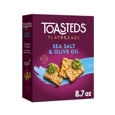 Toasteds Flatbreads Sea Salt and Olive Oil Crackers, Party Snacks, 8.7 oz