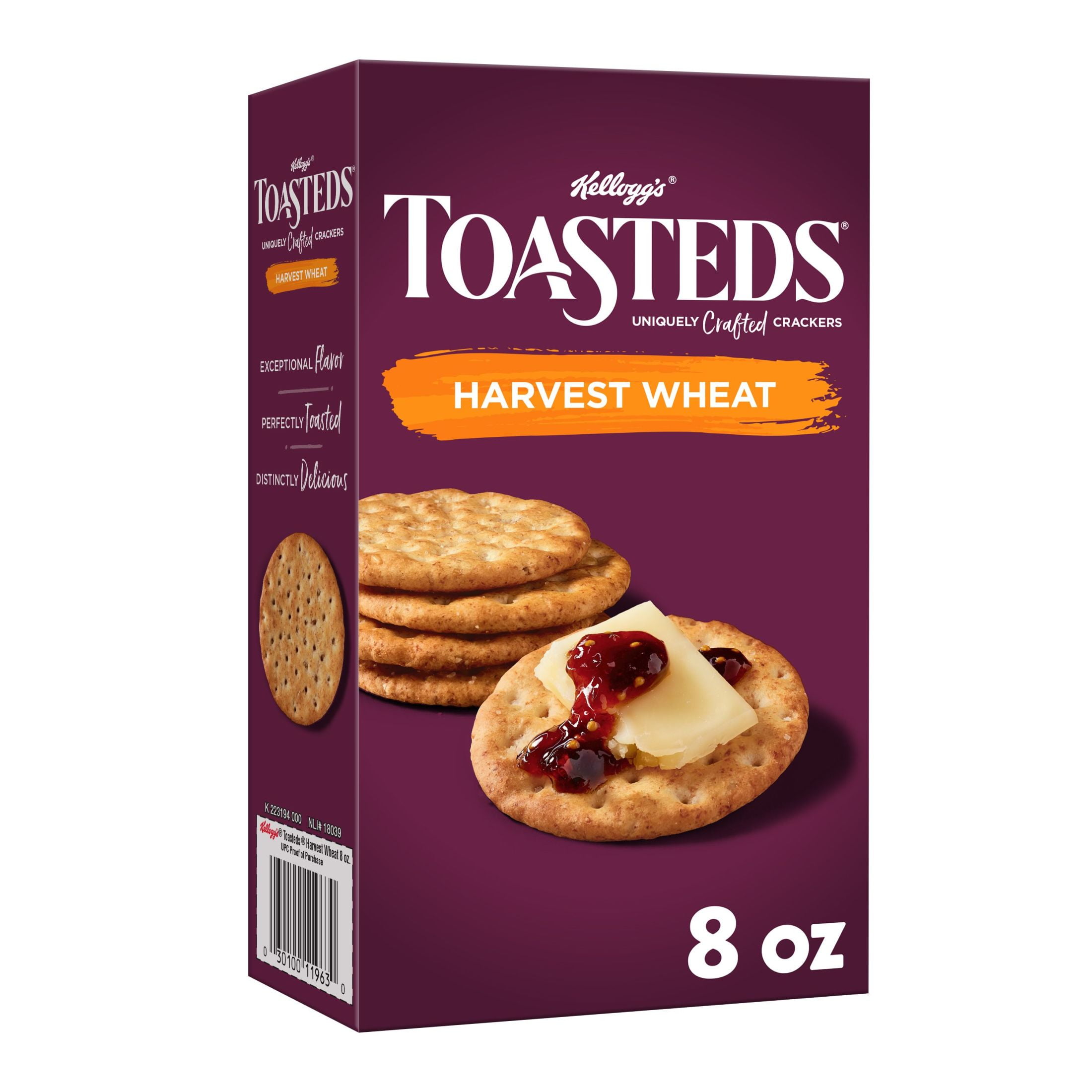 Toasteds Harvest Wheat Crackers, 8 oz