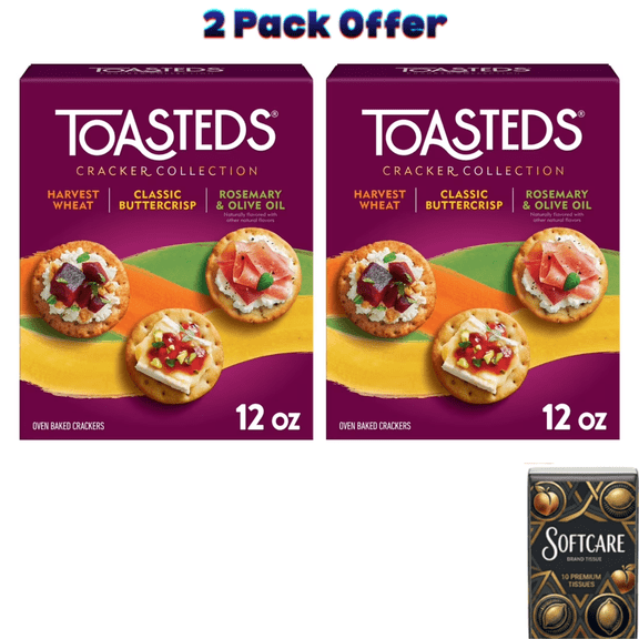 Toasteds Variety Pack Crackers, Party Snacks, 12 oz ( Includes One Tissue Pack )