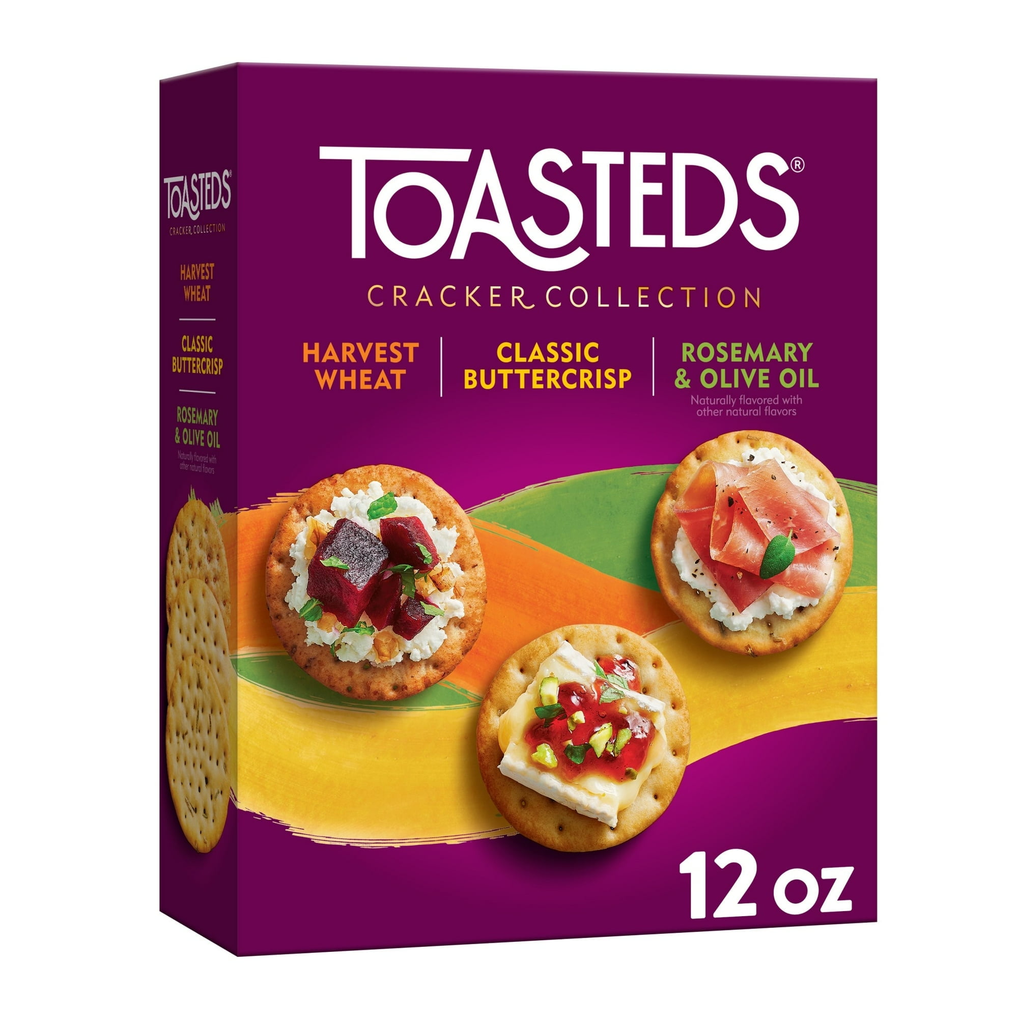 Toasteds Variety Pack Crackers, Party Snacks, 12 oz(pack of 4)