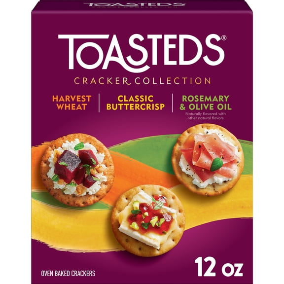 Toasteds Variety Pack Crackers, Party Snacks, 12 oz