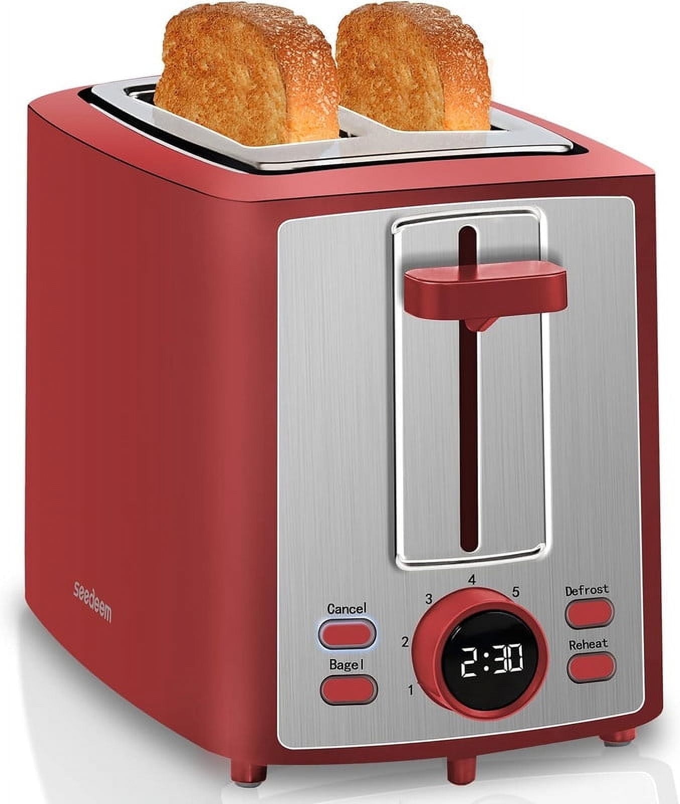 AMASTE 2-Slice Retro Toaster - LED Timer, 6 Shade Settings, Bagel/Defrost, Extra Wide Slots