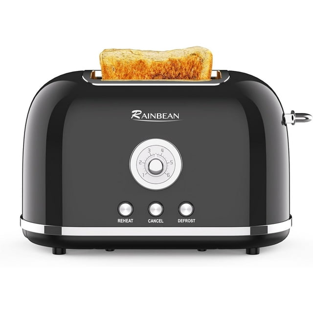 Toaster 2 Slice Retro Toaster Stainless Steel with 6 Bread Shade
