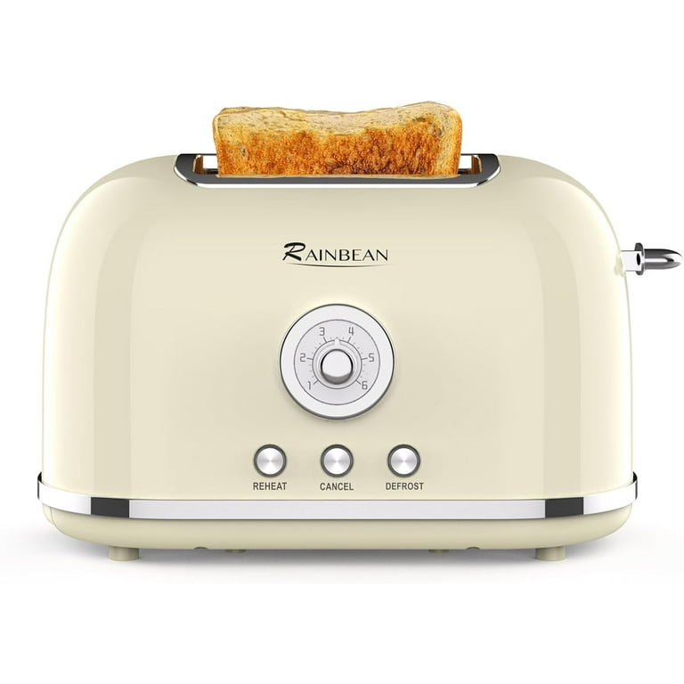 Toaster 2 Slices, Stainless Steel JEWJIO Retro Toaster with 1.5 Extra Wide  Slot for 6 Bread Shades Setting/Bagel/Defrost/Reheat/Cancel