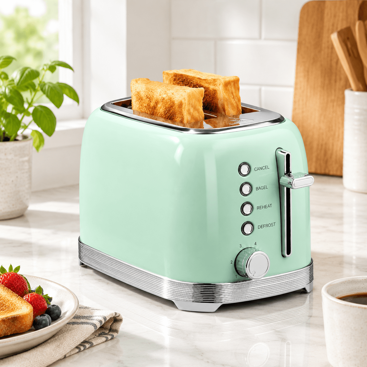 Toaster Photo Toaster 2 Slice Retro Stainless Steel Aqua Green - Walmart.com