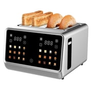 Toaster 4 Slice, Digital Smart Toaster With TouchScreen, Dual Control Panel, Single Slot Toasting, Timer, Reheat & Defrost For Bagels, Bread, Waffles, Stainless Steel Kitchen Essentials