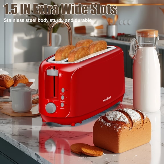 Toaster 4 Slice, Digital Stainless Toaster for Bagel, Defrost, Reheat, Dual Control, Removable Crumb Tray