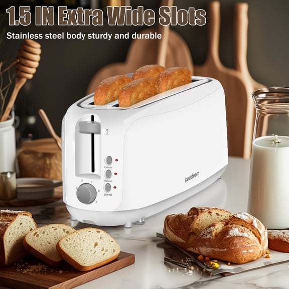 Toaster 4 Slice, Digital Stainless Toaster for Bagel, Defrost, Reheat, Dual Control, Removable Crumb Tray