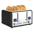 thumbnail image 1 of Dovimi, Black with Dual Controls Dual Screens 4-Slice Toaster, 1 of 10