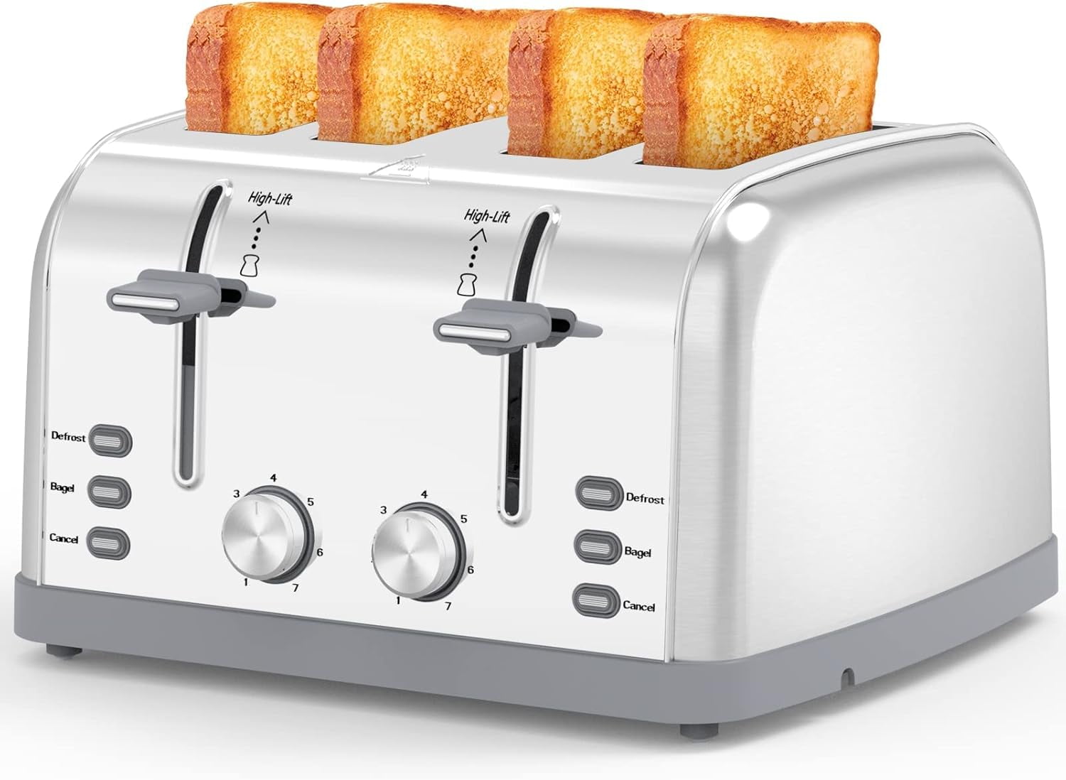 Toaster 4 Slice,Retro Stainless Steel Toater with 7 Shade Settings,Best