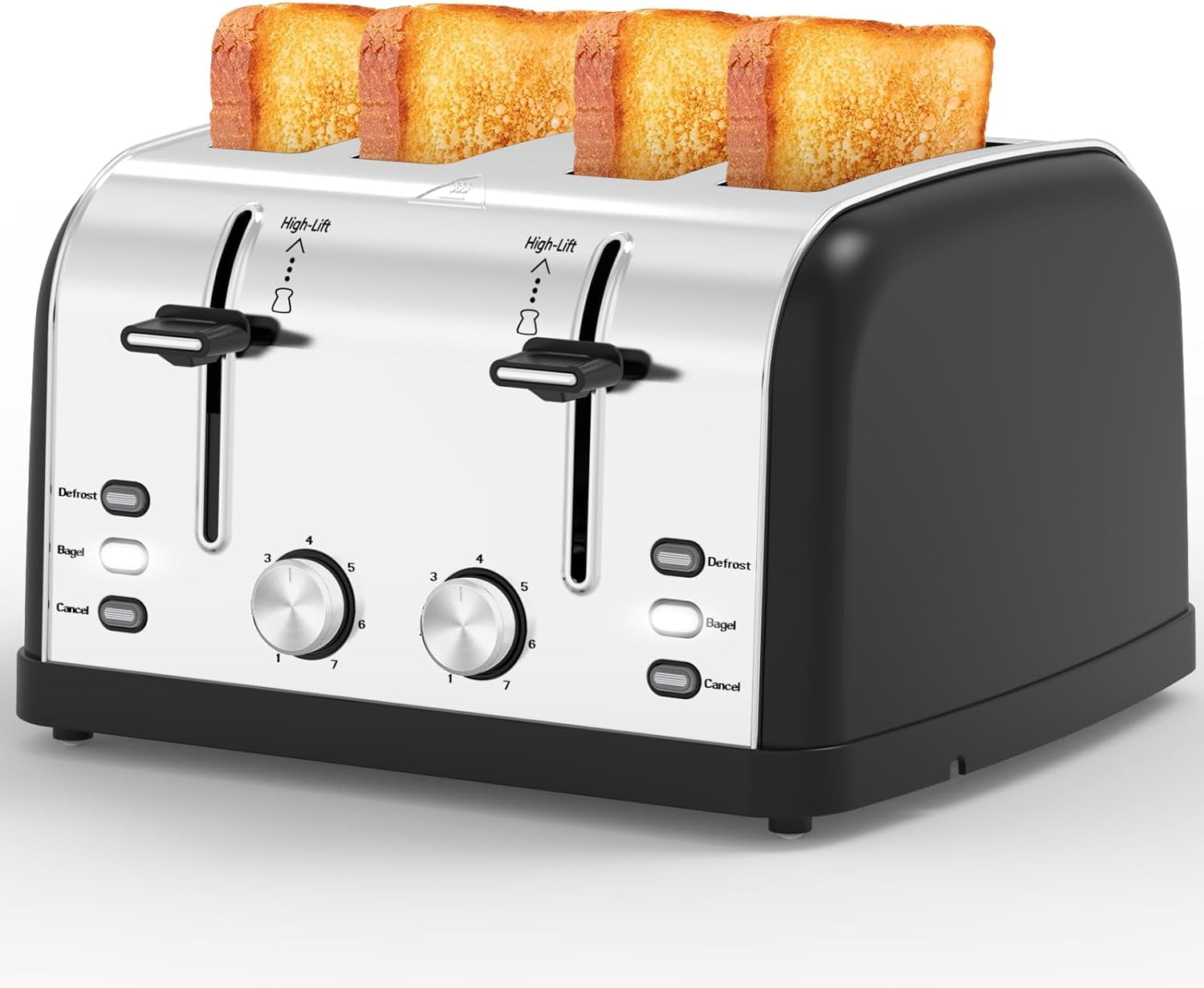 Toaster 4 Slice,Retro Stainless Steel Toater with 7 Shade Settings,Best