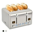 thumbnail image 1 of Toaster 4 Slice, Stainless Steel Bread Toaster with 2 Colorful LCD Display, 7 Shade Settings,1800W, Silver Metallic, 1 of 7