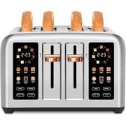 Wclvor 4 Slice Touch Screen Toaster with Dual Control, Digital Timer, Stainless Steel, 1.5 Wide Slot, Removable Crumb Tray