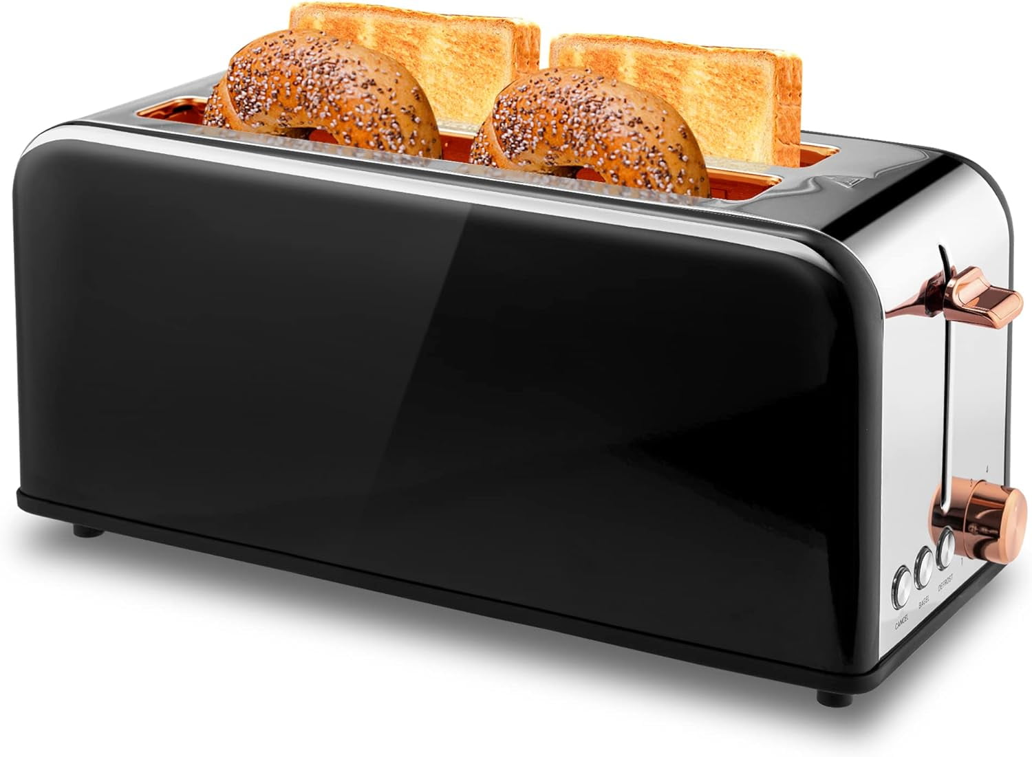 Toaster 4 Slice with Wide Slots, 2 Long Slot Toaster for Bagels Waffles