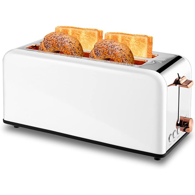 Toaster 4 Slice with Wide Slots, 2 Long Slot Toaster for Bagels Waffles