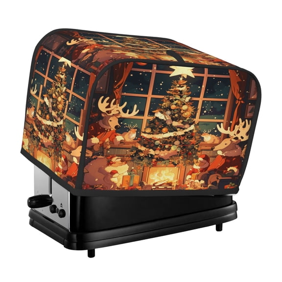 Toaster Cover For 2 Or 4 Slice, Two Or Four Slice Toaster Hood Dust-Proof Cover For Home Kitchen Washable Small Appliance Fantasy Christmas Tree Deer (13)