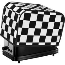 Toaster Cover 2 Slice Black and White Checkered Dustproof Bread Maker Cover Fingerprint Bakeware Protection Wide Slot Toaster Bag Reusable Kitchen Small Appliance Cover TC278