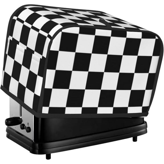 Toaster Cover 2 Slice Black and White Checkered Dustproof Bread Maker Cover Fingerprint Bakeware Protection Wide Slot Toaster Bag Reusable Kitchen Small Appliance Cover TC278