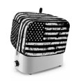 thumbnail image 1 of Toaster Cover 2 Slice, Black White Dustproof Bakeware Oven Protector with Top Hook, Retro Stars Stripes Flag Shabby Chic Texture Waterproof Small Kitchen Appliance Toasters Dust Cover, 11"x6"x8", 1 of 9