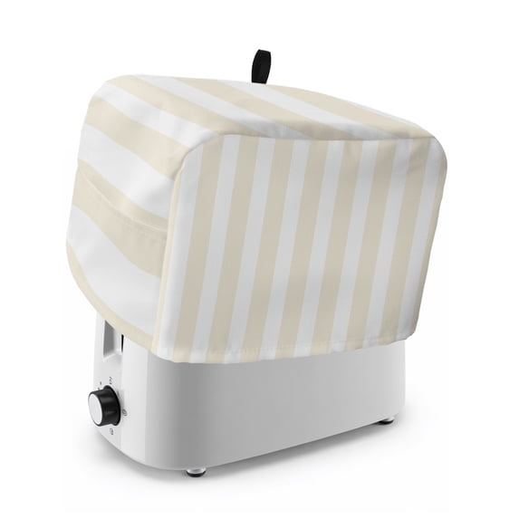 Toaster Cover 2 Slice, Cream Striped Dustproof Bakeware Oven Protector with Top Hook, Modern Farmhouse Cream White Stripes Waterproof Small Kitchen Appliance Toasters Dust Cover, 12"x7.5"x8"