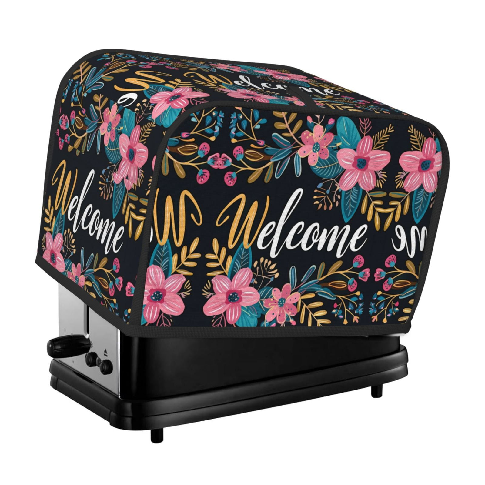 Toaster Cover 2 Slice - Floral Welcome Sign Kitchen Bread Machine ...