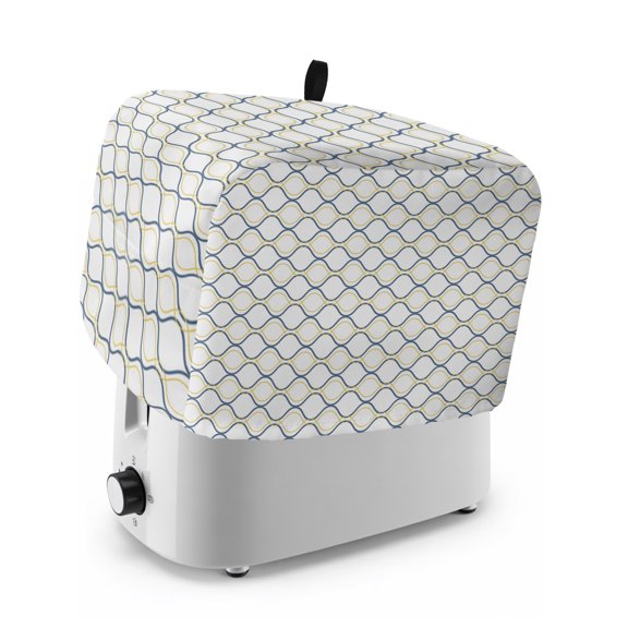 Toaster Cover 2 Slice, Geometric, Dustproof Bakeware Oven Protector, Blue Yellow Abstract Minimalistic Water Ripples Stripes Waterproof Small Kitchen Appliance Toasters Dust Cover, 11"x6"x8"