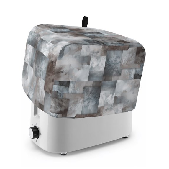 Toaster Cover 2 Slice, Gray Geometric Dustproof Bakeware Oven Protector with Top Hook, Modern Abstract Art Block Waterproof Small Kitchen Appliance Toasters Dust Cover, 11"x6"x8"