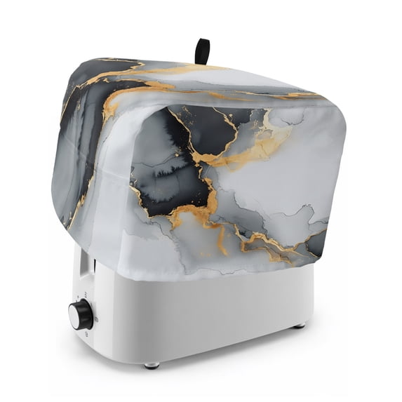 Toaster Cover 2 Slice, Grey White Marble Dustproof Bakeware Oven Protector with Top Hook, Ink Painting Modern Abstract Waterproof Small Kitchen Appliance Toasters Dust Cover, 11"x6"x8"