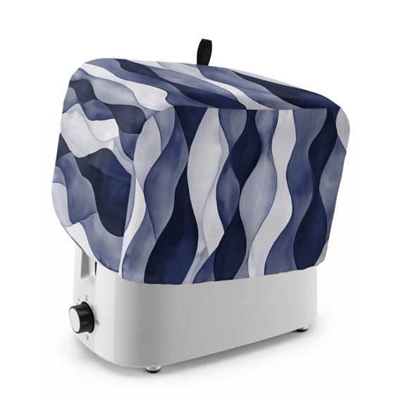 Toaster Cover 2 Slice, Navy Blue Dustproof Bakeware Oven Protector with Top Hook, Modern Moire Abstract Ripple Geometric Waterproof Small Kitchen Appliance Toasters Dust Cover, 11"x6"x8"