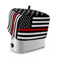 thumbnail image 1 of Toaster Cover 2 Slice, Red American Flag Dustproof Bakeware Oven Protector with Top Hook, Black White Striped US Flag Stars Waterproof Small Kitchen Appliance Toasters Dust Cover, 11"x6"x8", 1 of 9