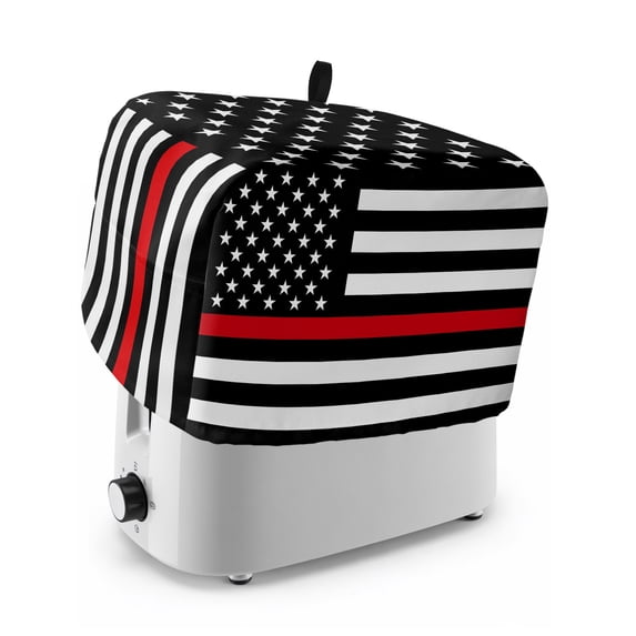 Toaster Cover 2 Slice, Red American Flag Dustproof Bakeware Oven Protector with Top Hook, Black White Striped US Flag Stars Waterproof Small Kitchen Appliance Toasters Dust Cover, 11"x6"x8"