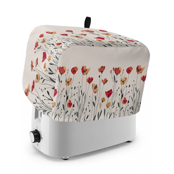 Toaster Cover 2 Slice, Red Yellow Spring Floral Dustproof Bakeware Oven Protector with Top Hook, Modern Abstract Art Waterproof Small Kitchen Appliance Toasters Dust Cover, 11"x6"x8"